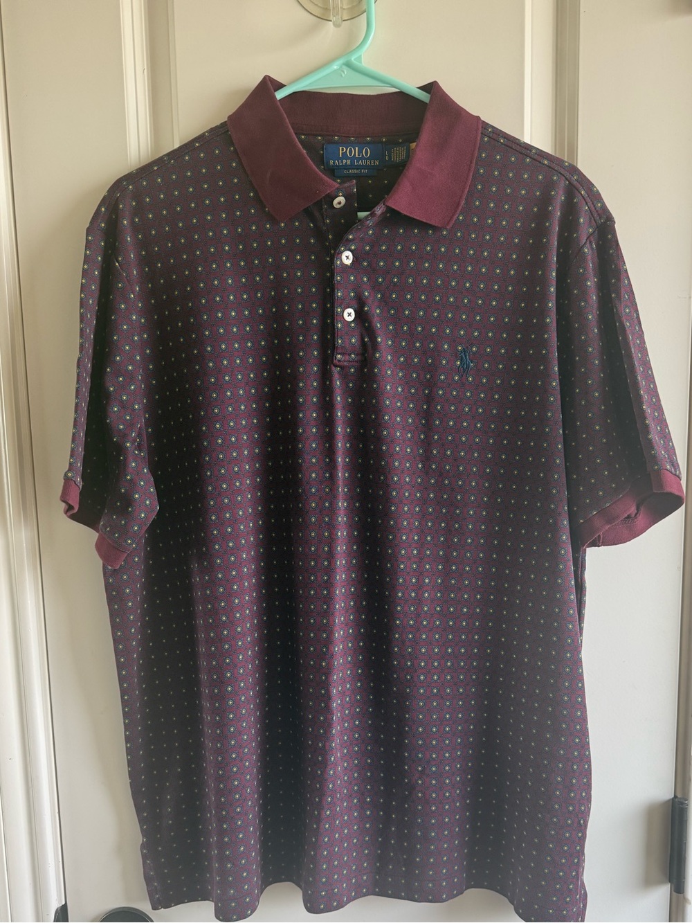 Polo by Ralph Lauren Men's Maroon Dot-Print Polo